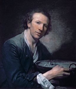 Joseph, ein Modell der Royal Academy, hält eine Bratpfanne, 1755